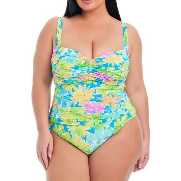 Bleu Rod Beattie Plus Size Shirred Bandeau One Piece Swimsuit Size 20W NWT - Picture 1 of 7